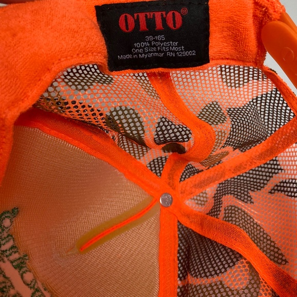 NEON Orange Camo "Going Nowhere Fast" Hunting Snapback Trucker Hat / Ball Cap - Picture 7 of 8